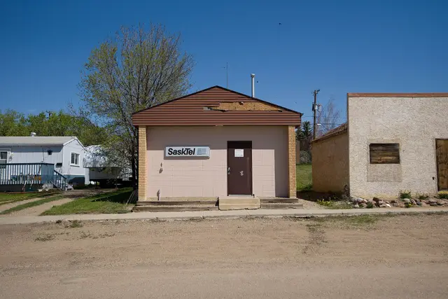SaskTel building on a dirt street
